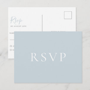 Carte postale RSVP minimaliste de mariage bleu cla