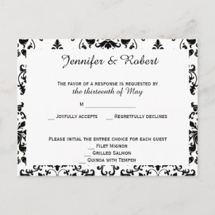 Carte postale RSVP noir et blanc Damas
