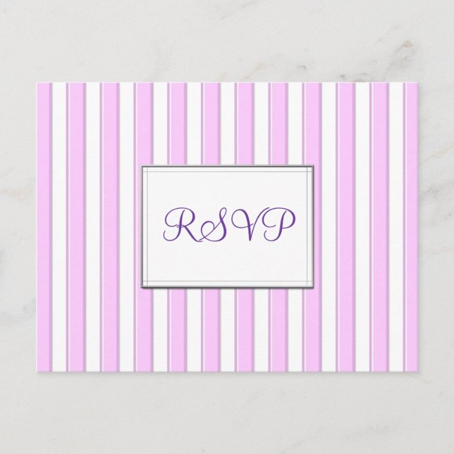 Carte postale RSVP personnalisée en bandes roses (Devant)