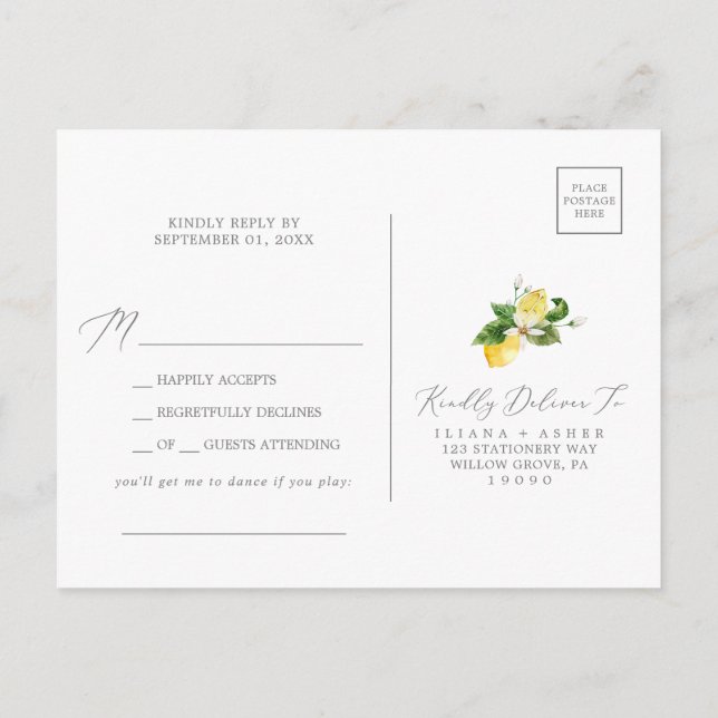 Carte postale RSVP pour chanson de jardin de citro (Dos)