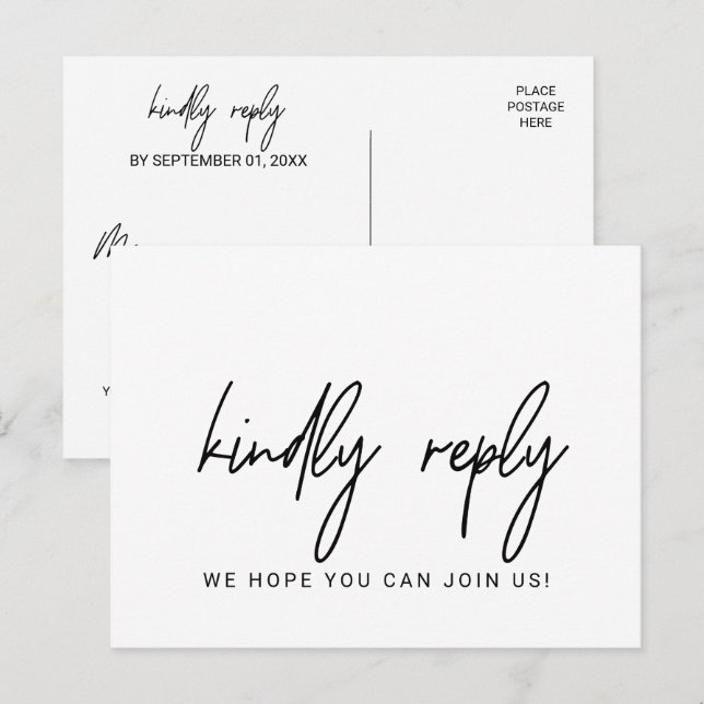 Carte postale RSVP pour demande de chanson de call (Devant / Derrière)