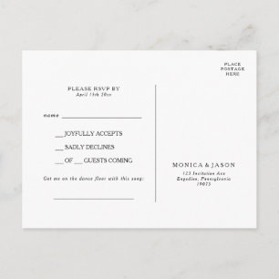 Carte postale RSVP pour demande de chanson minimal