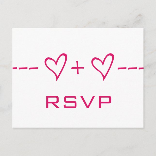 Carte postale RSVP pour équation cardiaque rose (Devant)