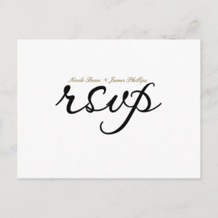 Carte postale RSVP pour mariage noir et blanc