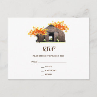 Carte postale RSVP pour mariage rustique en grange