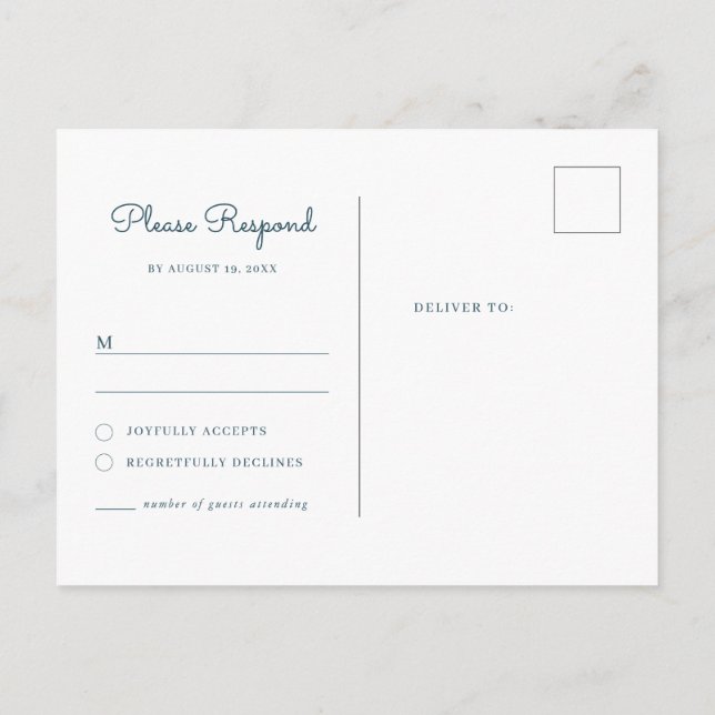Carte postale rsvp rose et bleu Watercolor (Dos)