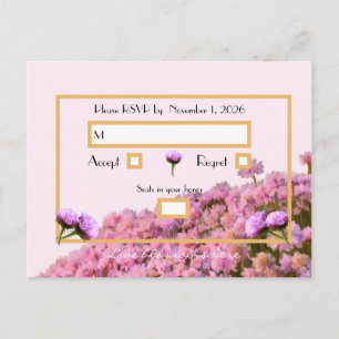 Carte postale RSVP rose et or
