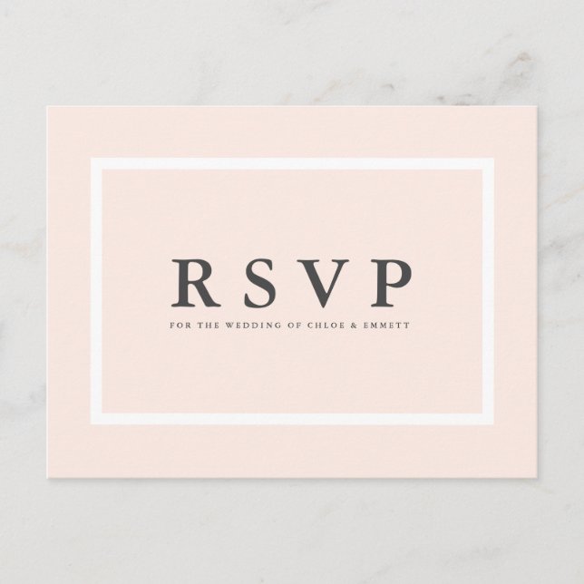 Carte postale RSVP rose pâle avec options de repas (Devant)