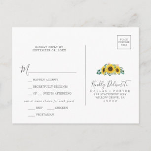 Carte postale RSVP Rustic Sunflower Menu Choice We