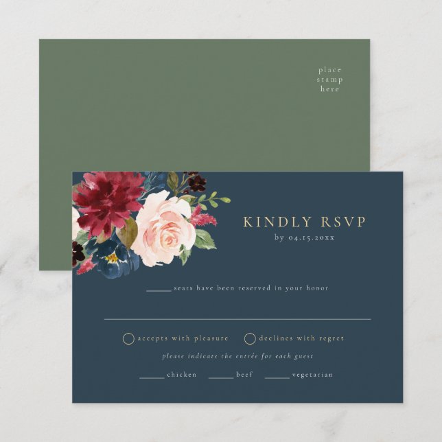 Carte postale RSVP Rustique Bourgogne Floral Meice (Devant / Derrière)