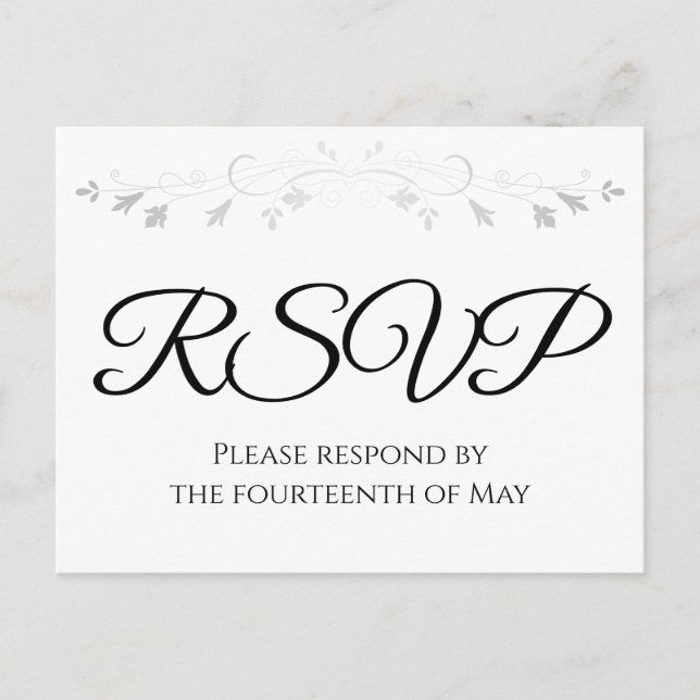 Carte postale RSVP Silver Flourish (Devant)