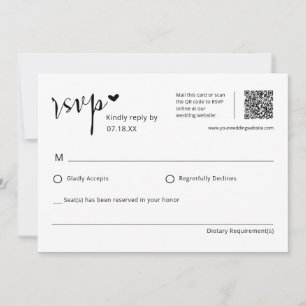 Carte postale RSVP simple et élégante de mariage Q