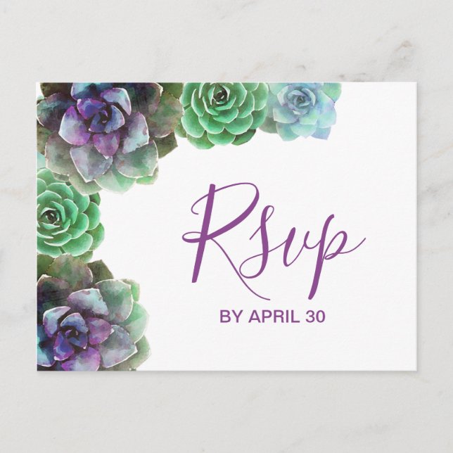 Carte Postale RSVP Succulente Aquarelle (Devant)