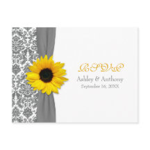 Carte postale RSVP Tournesol gris jaune