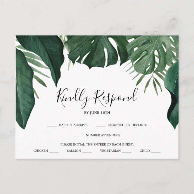 Carte postale RSVP Tropical Monstera Wedding (Devant)