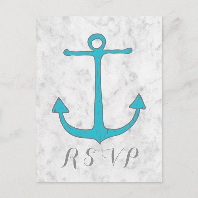 Carte postale RSVP Turquoise Rustic Ancre Wedding (Devant)
