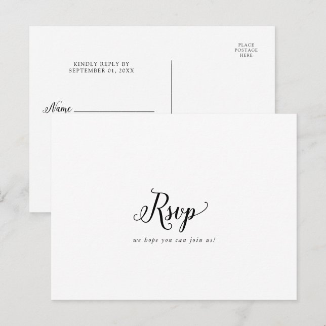 Carte postale RSVP vintage Menu Choix (Devant / Derrière)