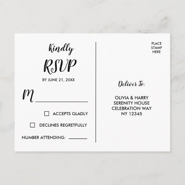 Carte postale RSVP Watercolor (Dos)