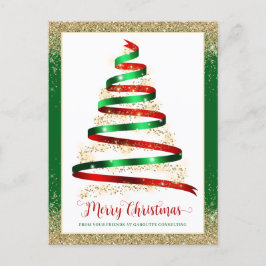 Carte Postale Ruban Arbre de Noël Entreprise Logo d'entreprise