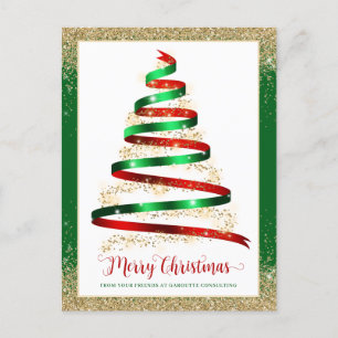 Carte Postale Ruban Arbre de Noël Entreprise Logo d'entreprise