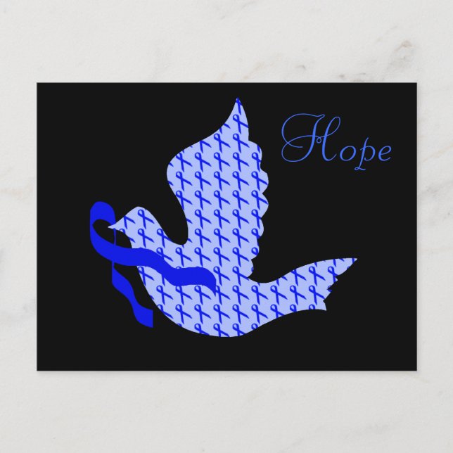Carte Postale Ruban bleu Dove of Hope - Cancer du côlon (Devant)