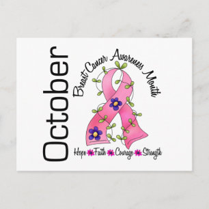 Carte Postale Ruban de fleur du mois de la sensibilisation au ca