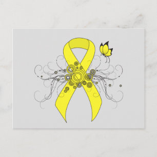 Carte Postale Ruban de sensibilisation jaune avec papillon