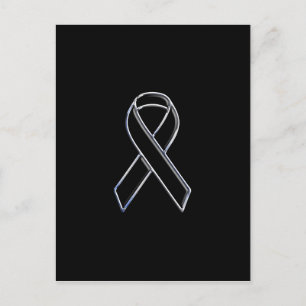 Carte Postale Ruban de sensibilisation noir de style Chrome sur 