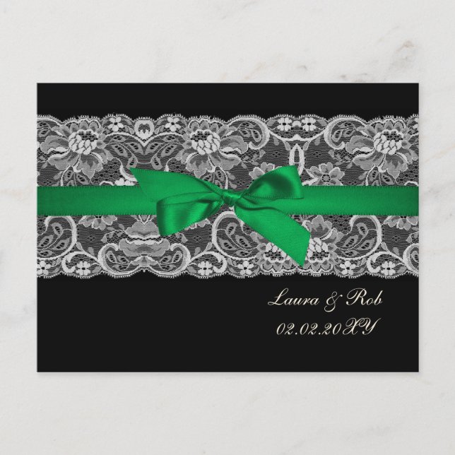Carte Postale Ruban en dentelle Faux vert émeraude Merci mariage (Devant)