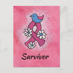 Carte Postale Ruban rose contre le cancer du sein Survivante Ois