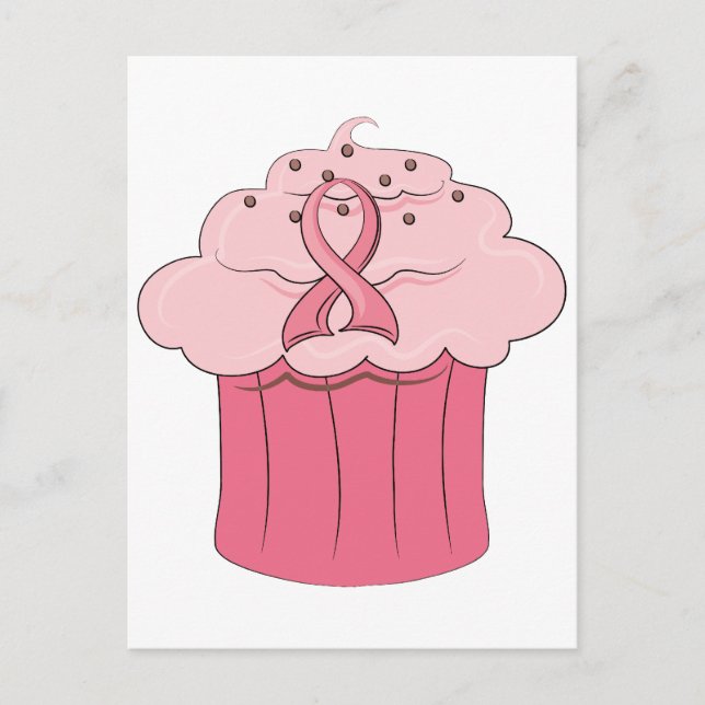 Carte Postale Ruban rose Cupcake Cancer du sein (Devant)