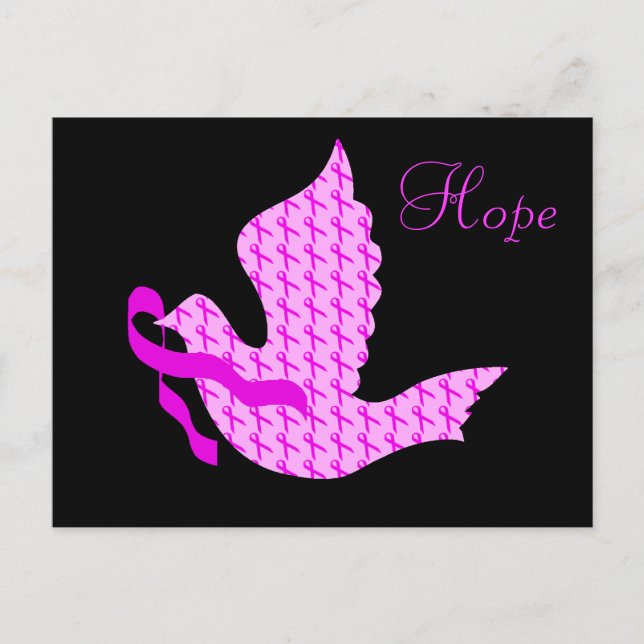 Carte Postale Ruban rose de la colombe de l'espoir - Cancer du s (Devant)