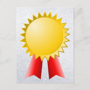 Carte Postale ruban rouge vierge et or star award