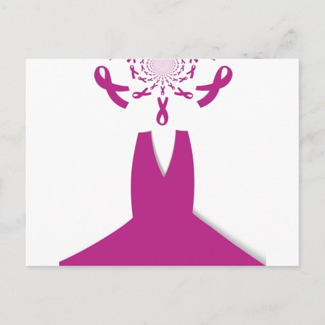 Carte Postale Rubans rose Cancer du sein Sensibilisation Art Imp (Devant)