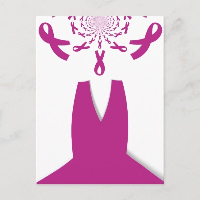 Carte Postale Rubans rose Cancer du sein Sensibilisation Art Imp (Devant)