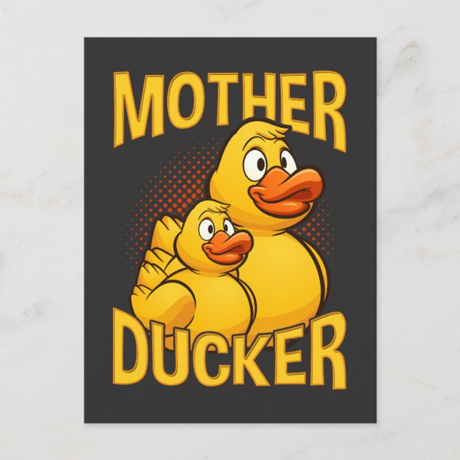 Carte Postale Rubber Duck Rude et Sarcasme Pun (Devant)