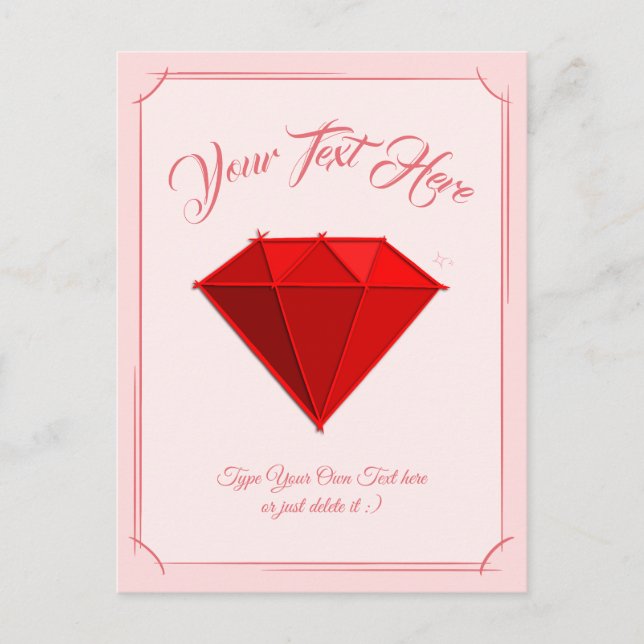 Carte Postale Rubis. Bijou. 40 ans de mariage (Devant)
