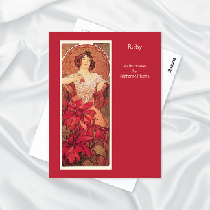Carte Postale Ruby Alphonse Mucha Precious Stones Series