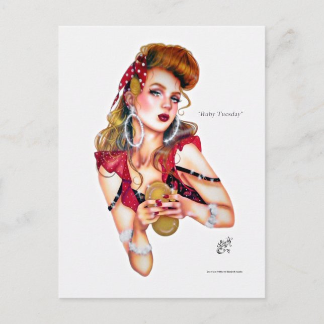 Carte Postale Ruby Tuesday par Elizabeth Austin Postcard (Devant)