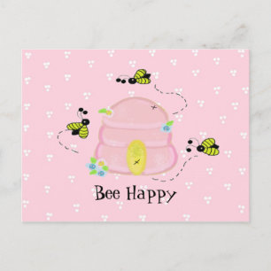 Carte Postale Ruche Rose - Abeilles Heureuses