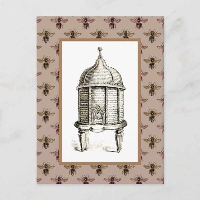 Carte Postale ruche victorienne sur Motif d'abeille (Devant)