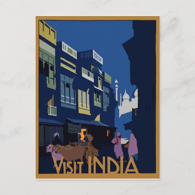 Carte Postale Rue au clair de lune. Visite de l'Inde (Devant)