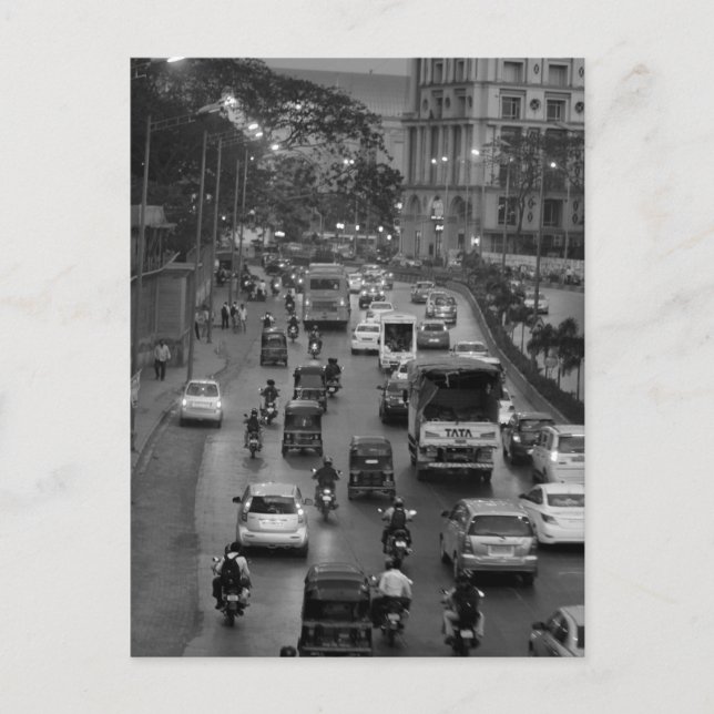 Carte Postale Rue B&W Mumbai (Devant)