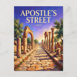 Carte Postale Rue de l'Apôtre, Cyrène Libye