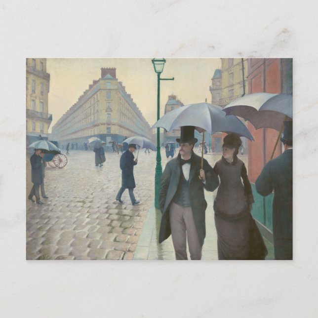 Carte Postale Rue de Paris Temps de Pluie par Gustave Caillebott (Devant)
