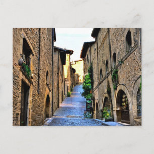 Carte Postale Rue étroite de Orvieto Peinture, Italie