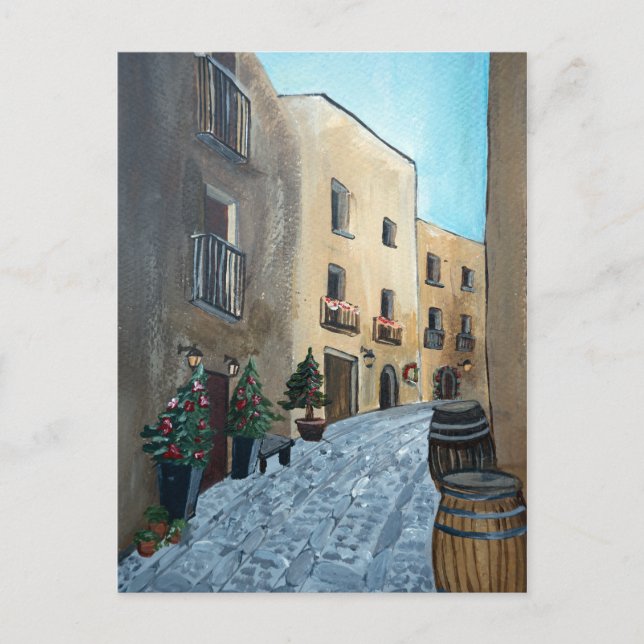 Carte Postale Rue italienne à Noël | Sicile, Médiéval (Devant)