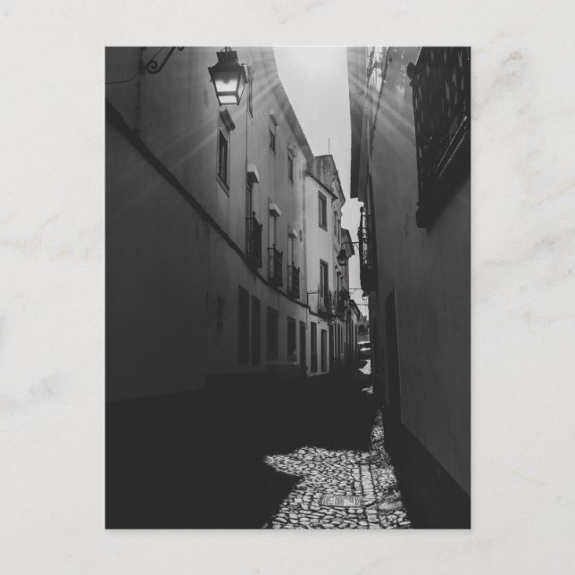 Carte Postale Rue latérale noire et blanche (Devant)