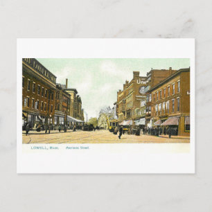 Carte Postale Rue Merrimac vintage, Lowell, Massachusetts