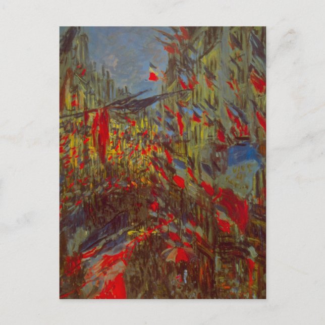 Carte Postale Rue Montorgueil avec drapeaux de Claude Monet (Devant)